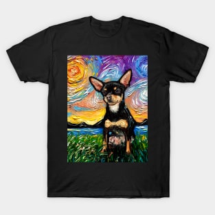 Short Hair Black and Tan Chihuahua Night T-Shirt